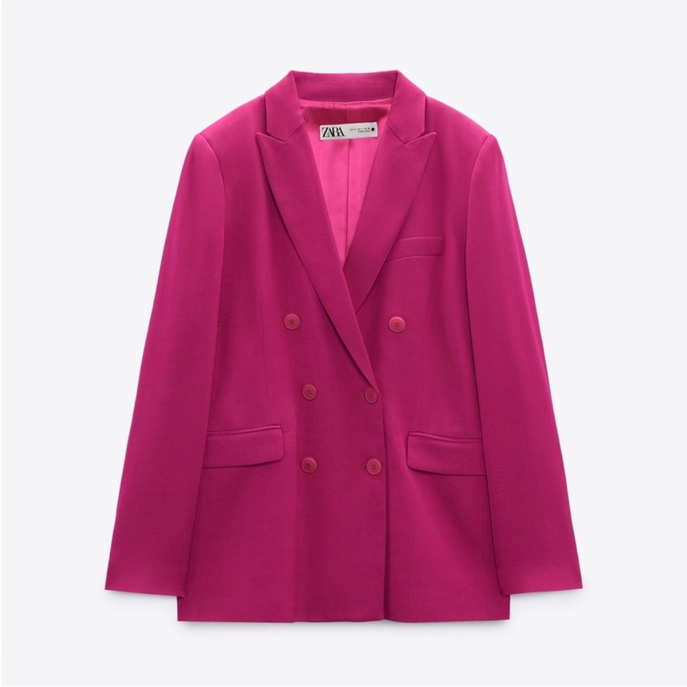 Zara Fuchsia Viscose Blend Flowy Blazer
